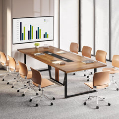 Conference Table For 8 - 10 People With Cable Management - Brown / Black