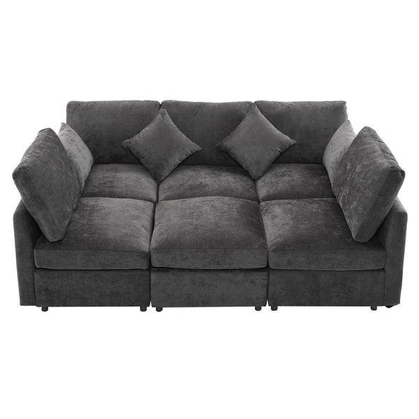 Sectional Sofa Modular U-Shaped With Ottoman & USB Ports