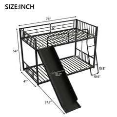 Metal Bunk Bed With Slide, Durable Steel Frame