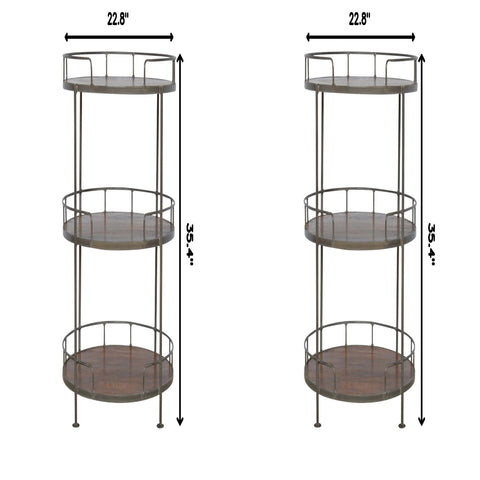 Industrial Round Butler Tray Table - Chestnut