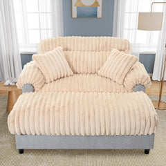 Chaise Lounge Cloud Sofa With 2 Throw Pillows - Champagne