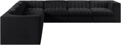 Rummi - Symmetrical Velvet Performance Fabric Upholstered 7 Piece Modular Sectional (With 3 Corner Chairs)