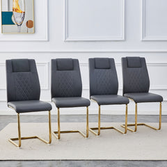Modern Legged Upholstered Dining Chairs (Set of 4) Artificial For Kitchen And Office - Gray