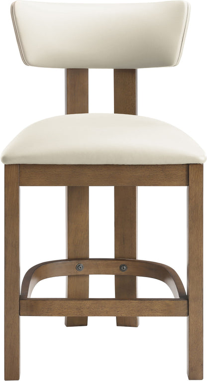 Lavrin - Vegan Leather Upholstered Counter Stool (Set of 2) - Walnut Base