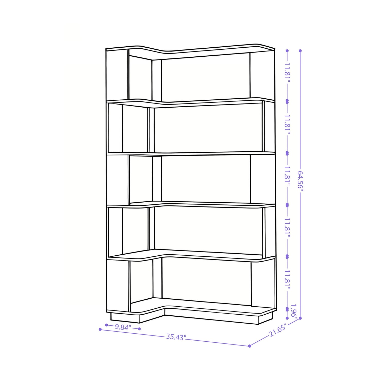 L-Shaped Design Corner Bookshelf