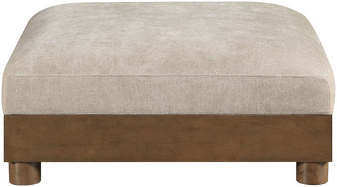 Turin - Chenille Fabric Upholstered Modular Ottoman - Taupe / Brown Walnut