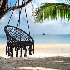 Macrame Hanging Hammock Chair, Cotton Rope Swing For Indoor And Outdoor Use