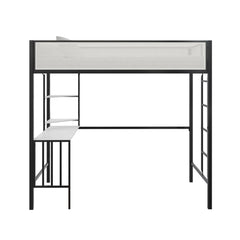 Axel - Twin Loft Bed With Desk & Shelves - Black