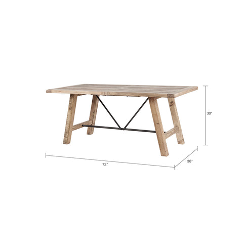 Rustic Dining Table With Metal Support - Natural