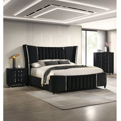 1 Piece Tall Chest Upholstery Textured - Black