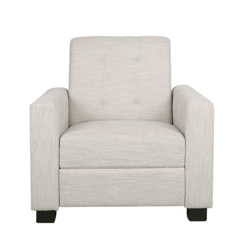 Contemporary Recliner Chair With Push Back Function And Birchwood Legs