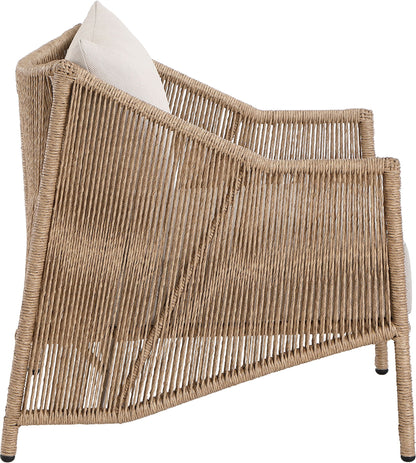 Coastline - Olefin Water Resistant Fabric And Wicker Outdoor Patio Accent Chair - Beige