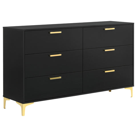 Lexie - 6 Drawer Rectangular Dresser - Black