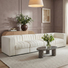 Rummi - Velvet Performance Fabric Upholstered 4 Piece Modular Sofa