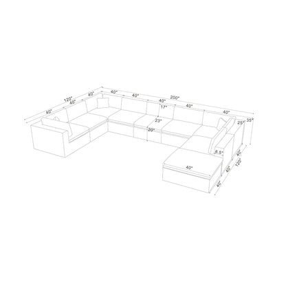 Custom Configuration Modular Sectional With Toss Pillows