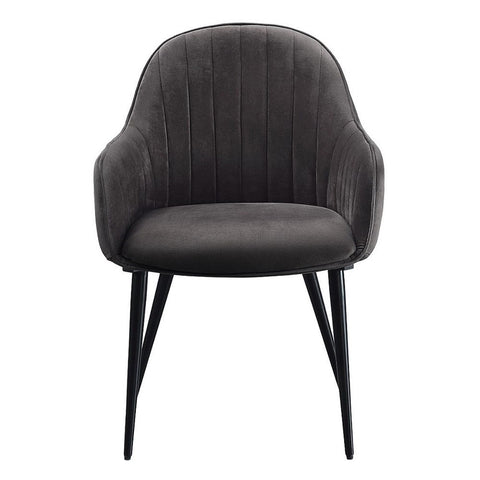 Caspian - Side Chair (Set of 2) - Dark Gray Fabric & Black
