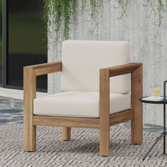 Outdoor Club Chair With Cushion And A Shape Legs - Beige