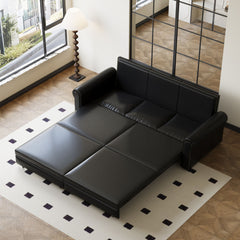 3 In 1 Convertible Sleeper Sofa With Nailhead Trim & Rolled Arm