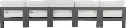 Nizuc - Outdoor Patio 5 Seat Modular Armless Sofa With Gray Frame