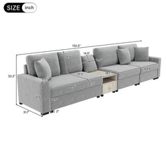 Modular Sofa Couch With Storage Armrest And Center Console