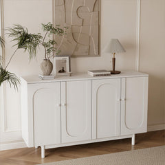 4 Door Storage Cabinet For Living Room - White