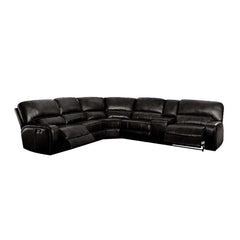 Saul - Power Motion Sectional Sofa - Black Leather-Aire