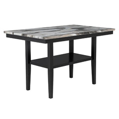 Counter Dining Table With Storage Bottom Shelf For Kitchen - Black