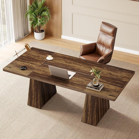 Executive Desk, Workstation With Double Trapezoid Base