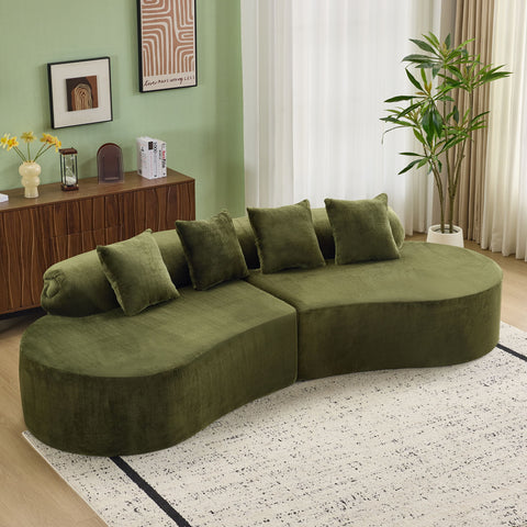 Modern Curved Sofa With Pillows