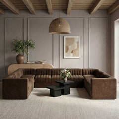 Rummi - Velvet Performance Fabric Upholstered 9 Piece Modular Sectional