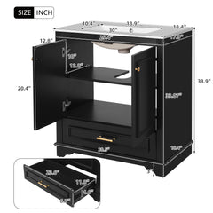 Bathroom Vanity With Sink, Cabinet & 2 Soft Closing Doors & Adjustable Shelf