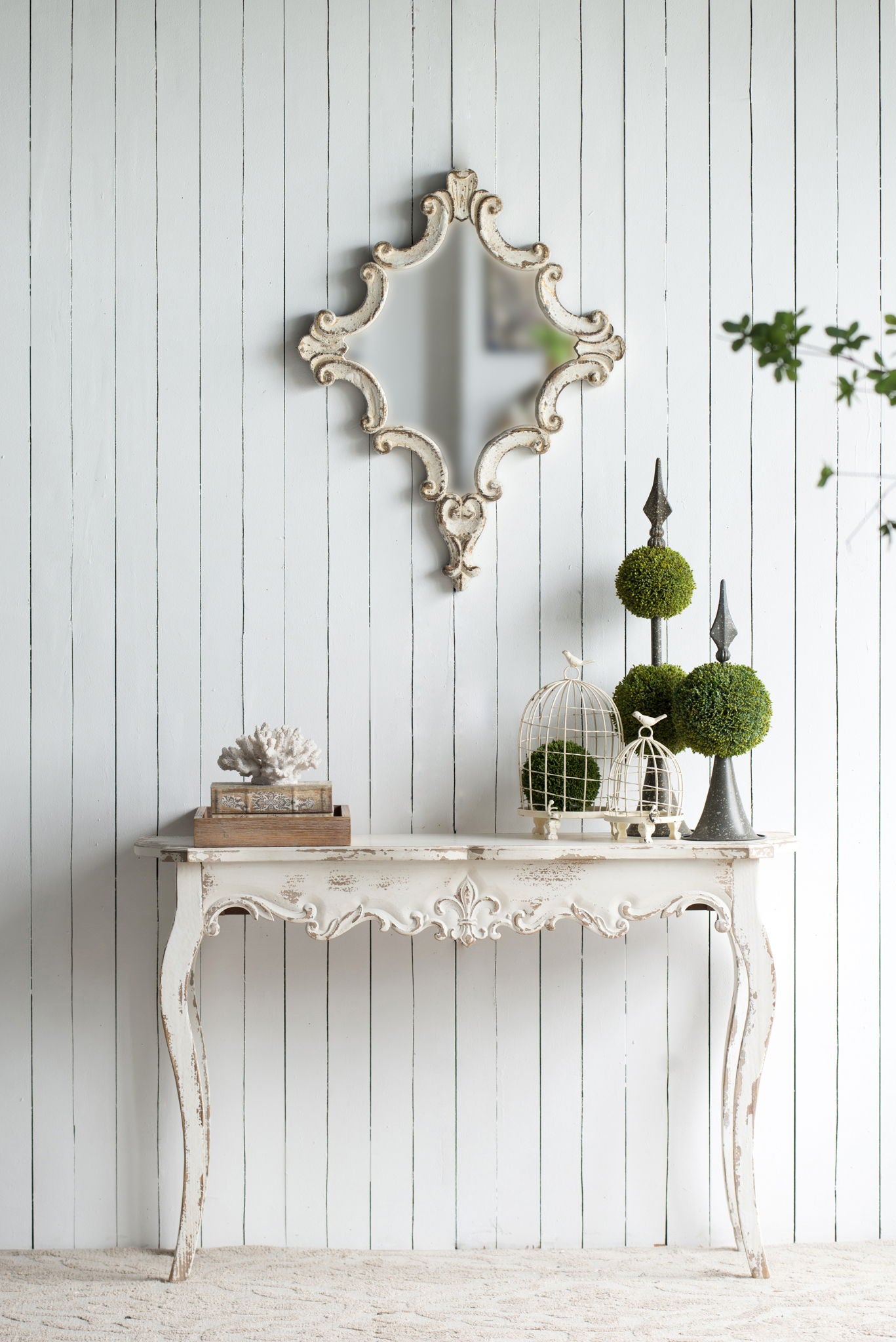 Slimline wash Console Table, For Hallway Living Room Bedroom - White Washed