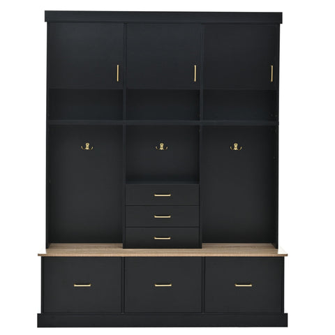 Entryway Hall Tree With Bench And Storage, 5 In 1 Coat Rack