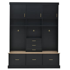 Entryway Hall Tree With Bench And Storage, 5 In 1 Coat Rack