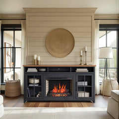 Essex - Fireplace TV Stand Console For TVs Up To 85" - Black, Whiskey