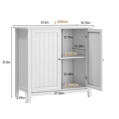 Double Door Storage Cabinet With Knobs - White