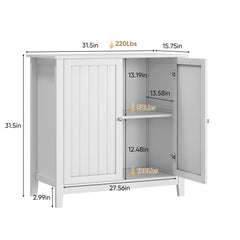 Mid Century Modern Double Door Storage Cabinet With Knobs - White