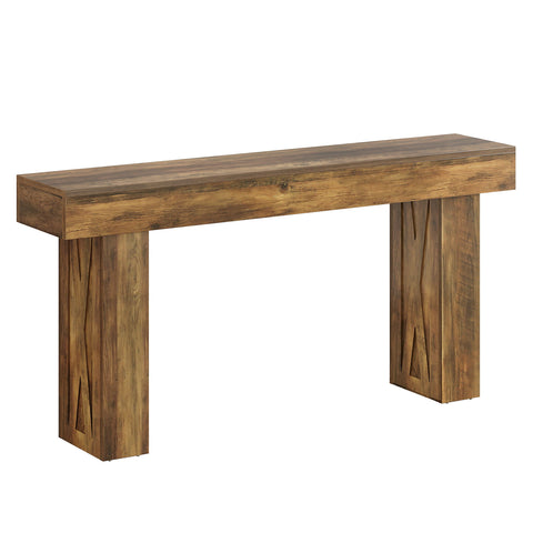 Rectangular Extra Long Console Table For Living Entryway - Rustic Brown