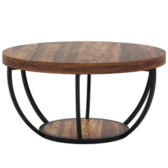 2 Tier Circle Coffee Table With Storage Shelves