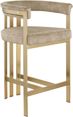 Marcello - Counter Stool With Brushed Gold Iron Frame (Set of 2) - Beige