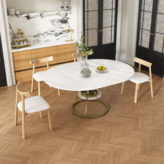 Round Extendable Dining Table Set With Chairs