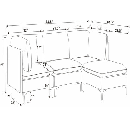 Upholstered Modular Sectional & Tall Legs