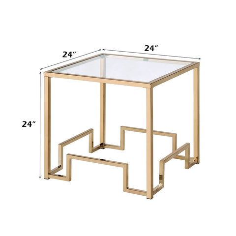 Damien - End Table - Clear Glass & Champagne