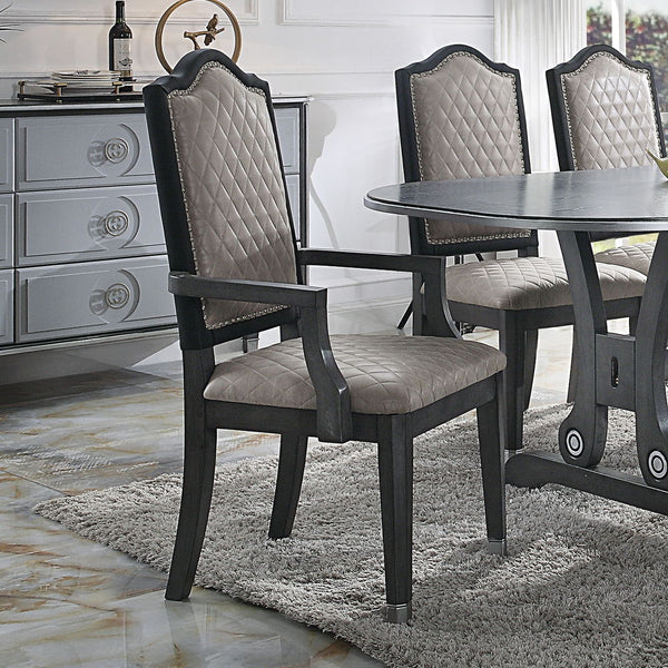 House Beatrice - Arm Chair (Set of 2) - Two Tone Gray Fabric & Charcoal