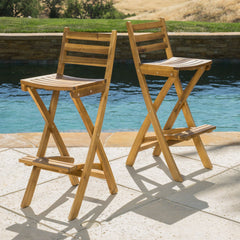 Outdoor Acacia Wood Folding Patio Barstool
