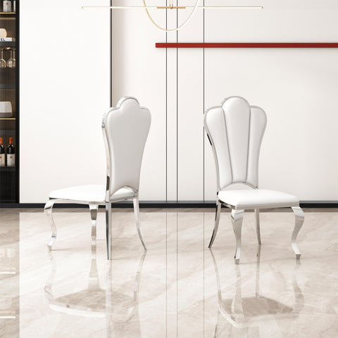 Modern ette Dining Chairs, Unique Backrest Design With Stripe Armless Chair (Set of 2)