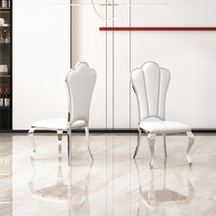 Modern ette Dining Chairs, Unique Backrest Design With Stripe Armless Chair (Set of 2)