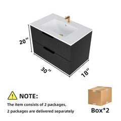 Modern Wall Mounted Floating Bathroom Vanity With Sink And Drawers