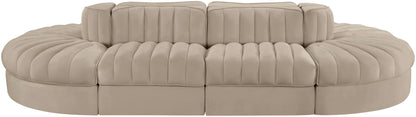Rummi - Oval Velvet Performance Fabric Upholstered 8 Piece Modular Sectional