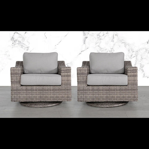 Elegant Swivel Patio Chair With Luxurious Cushions Perfect For Outdoor Relaxation (Set of 2) - Gray Mix
